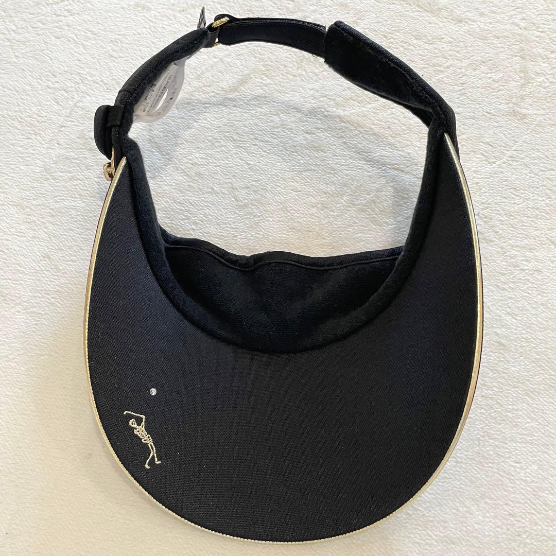 マークアンドロナ　スカル　サンバイザー　ラインストーン　ゴールド金具　ゴルフ　黒