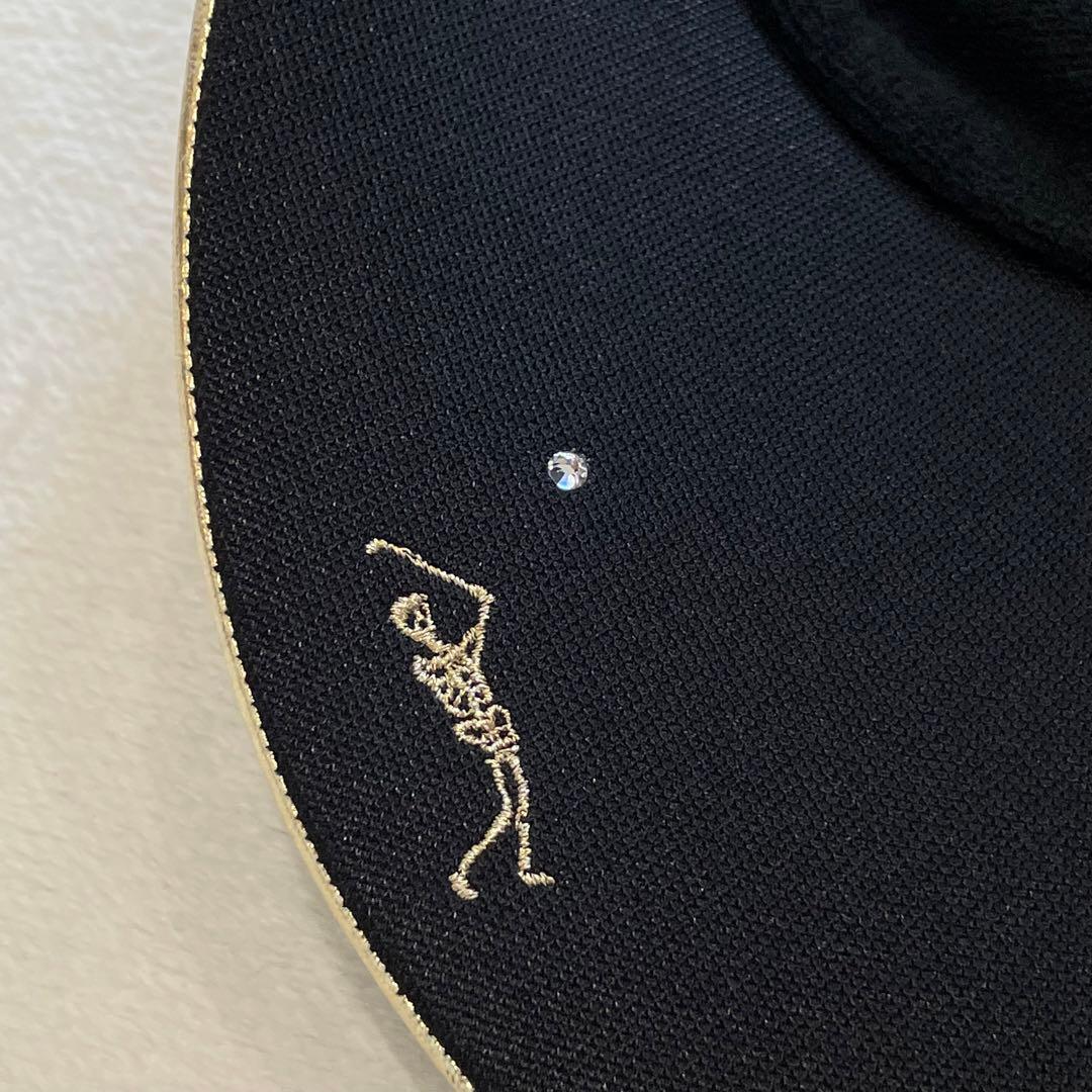 マークアンドロナ　スカル　サンバイザー　ラインストーン　ゴールド金具　ゴルフ　黒