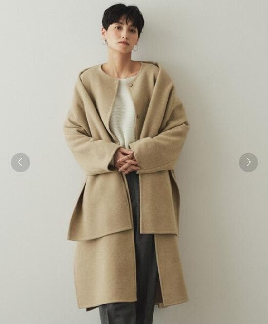 【新品タグ付き】OPAQUE.CLIP 《マフラー付き》ウール混ノーカラーコート