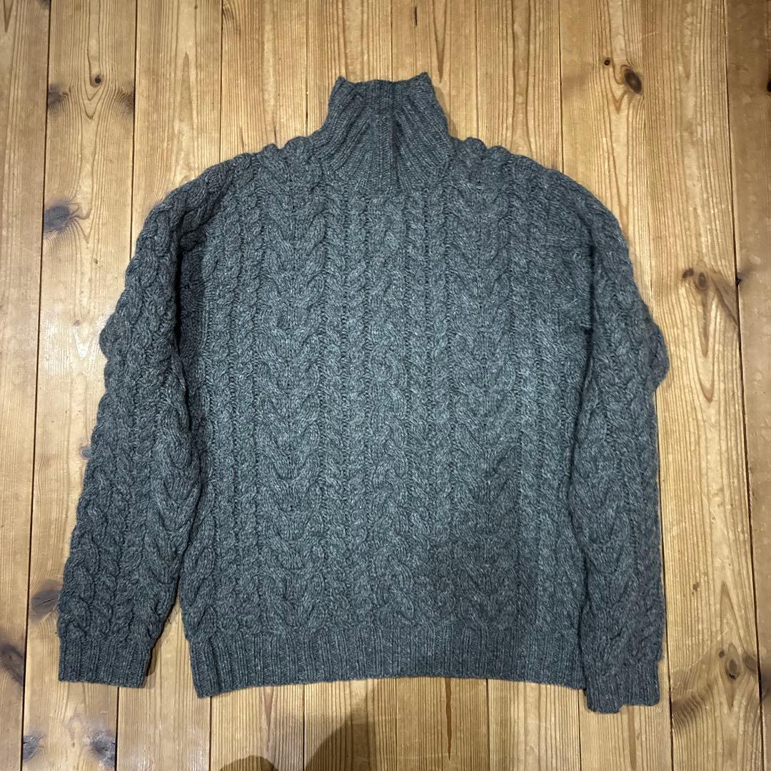 ラルフローレン　L ハンドニット　グレー　編み　ケーブルニット　ハイネック