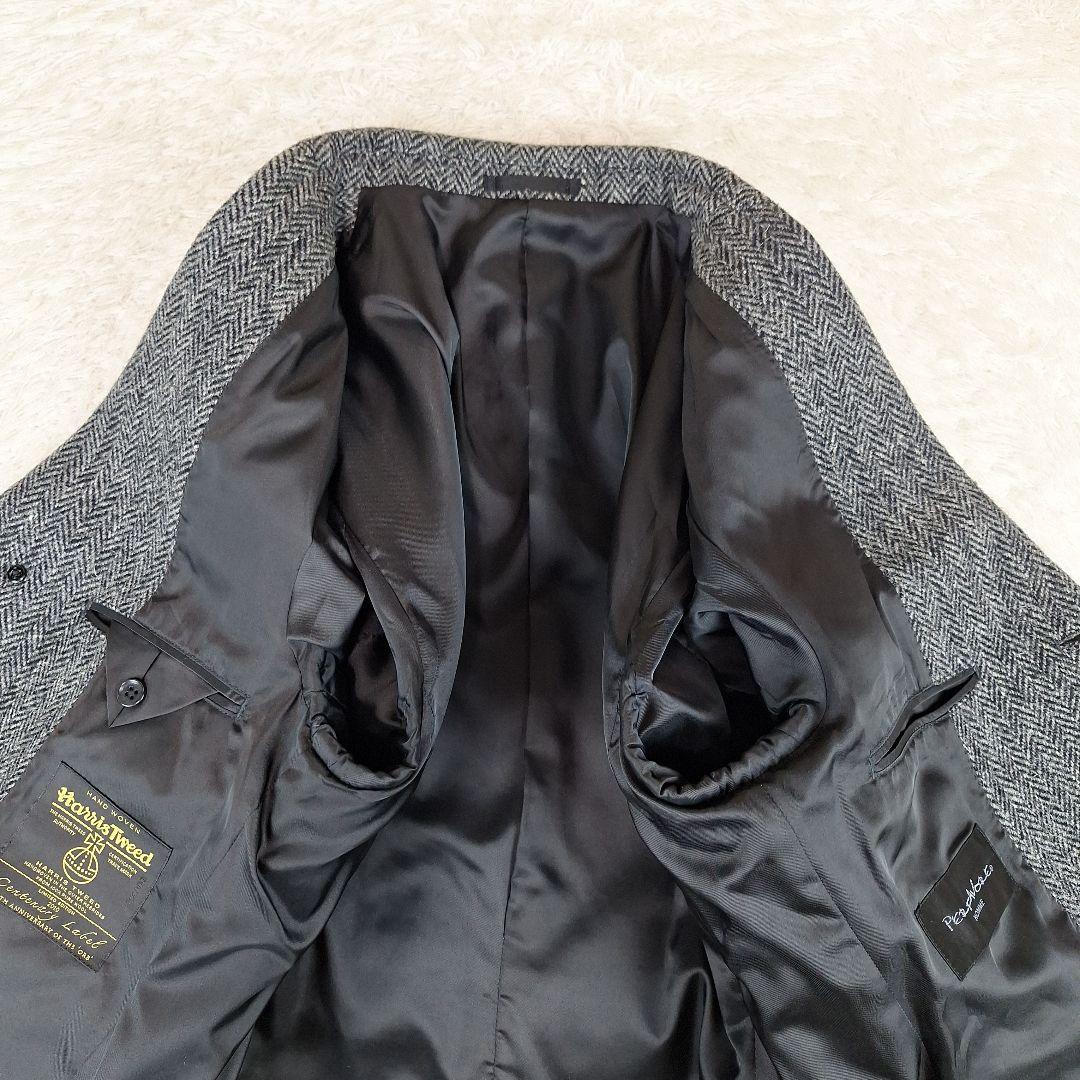 ハリスツイード 100thアニバーサリー チェスターコート ヘリンボーン L