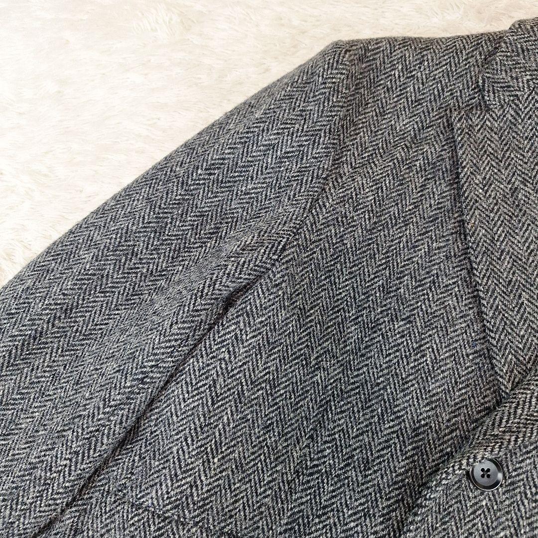 ハリスツイード 100thアニバーサリー チェスターコート ヘリンボーン L