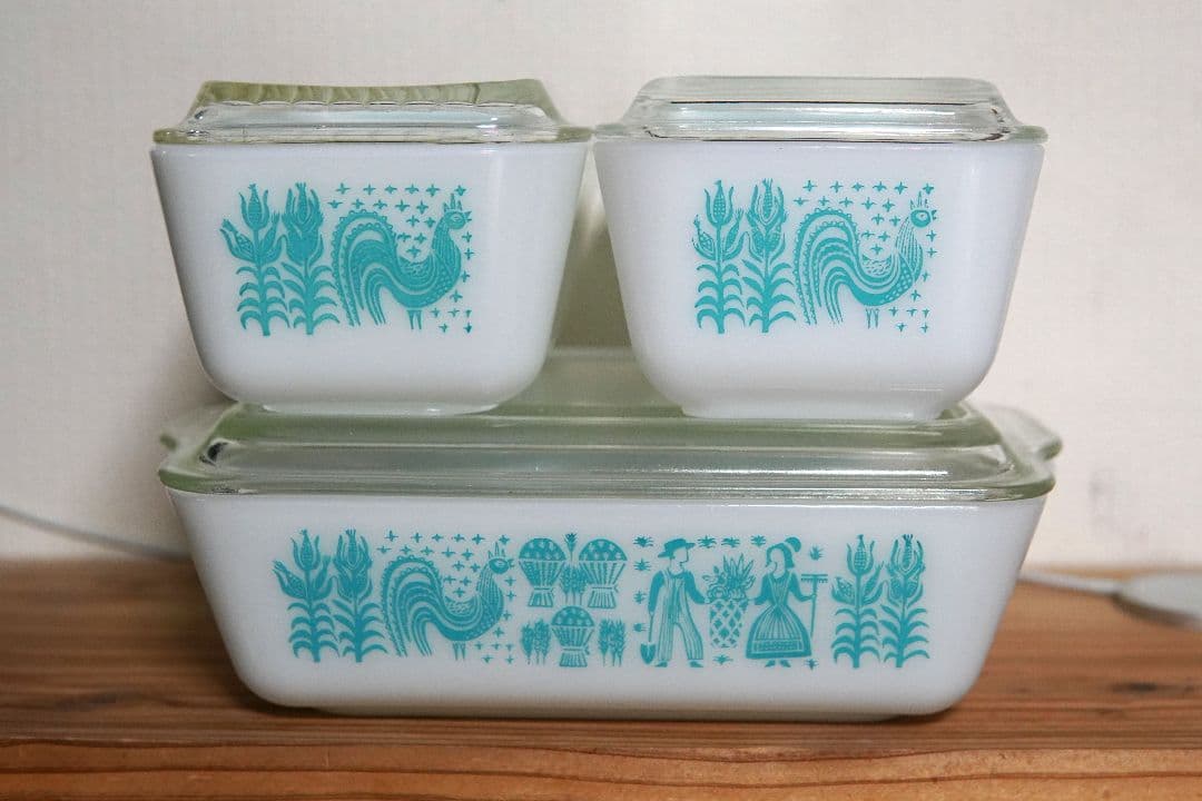 パイレックス バタープリント 4個セット ☆4】オールドパイレックス