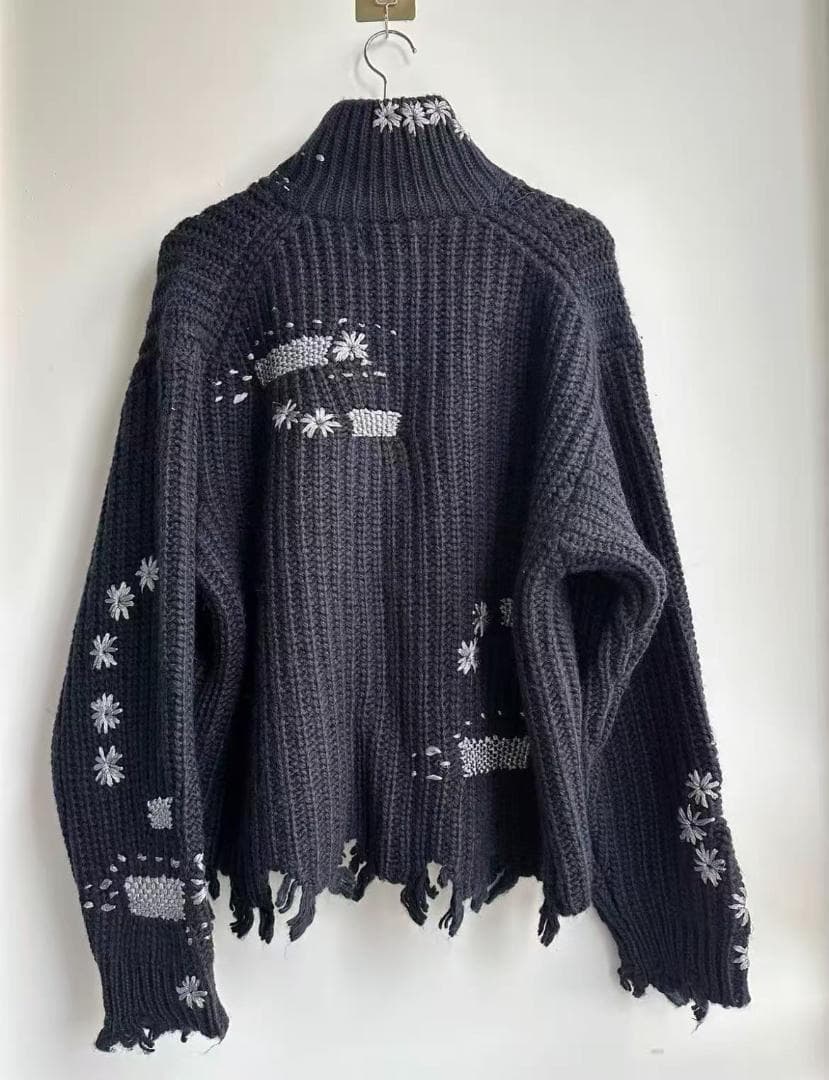 doublet WISH フラワーエンブロイダリー ジップニット M