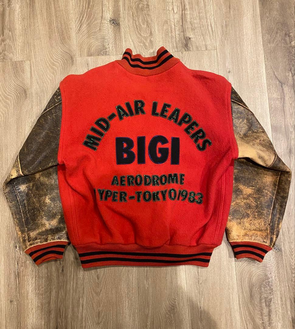 スタジャン レッド 80s 90s 牛皮 vintage アメカジ MA-1