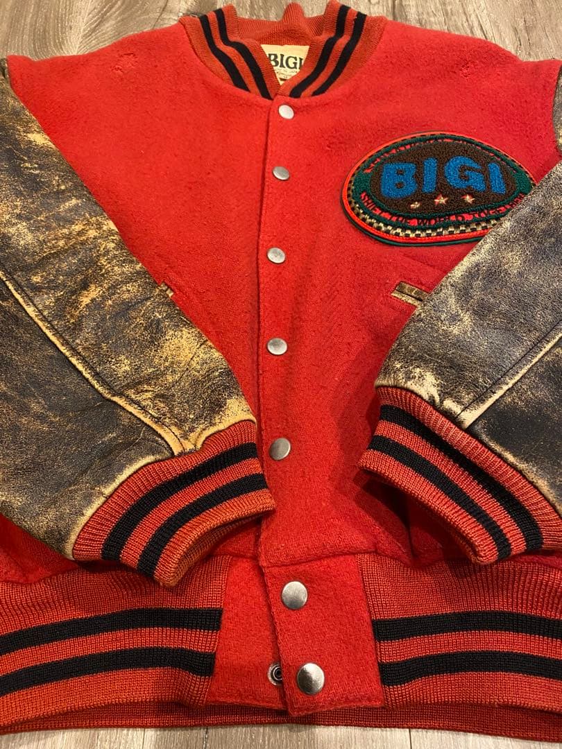 スタジャン レッド 80s 90s 牛皮 vintage アメカジ MA-1