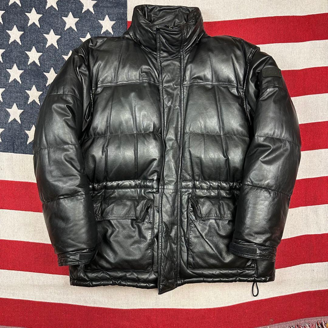 80s90s フランス製 VENT COUVERTレザー ダウンジャケット 1 2026年最新