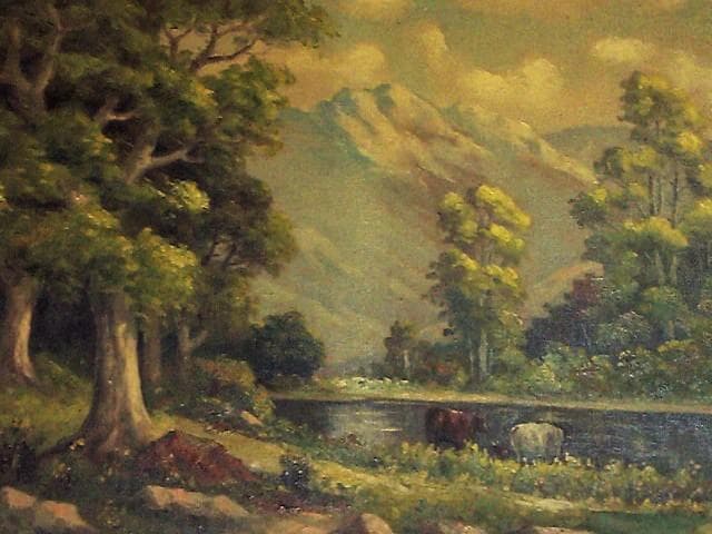 れ*様 骨董画／大作☆岡田三郎助【巴里近郊／1899年作】油彩F25