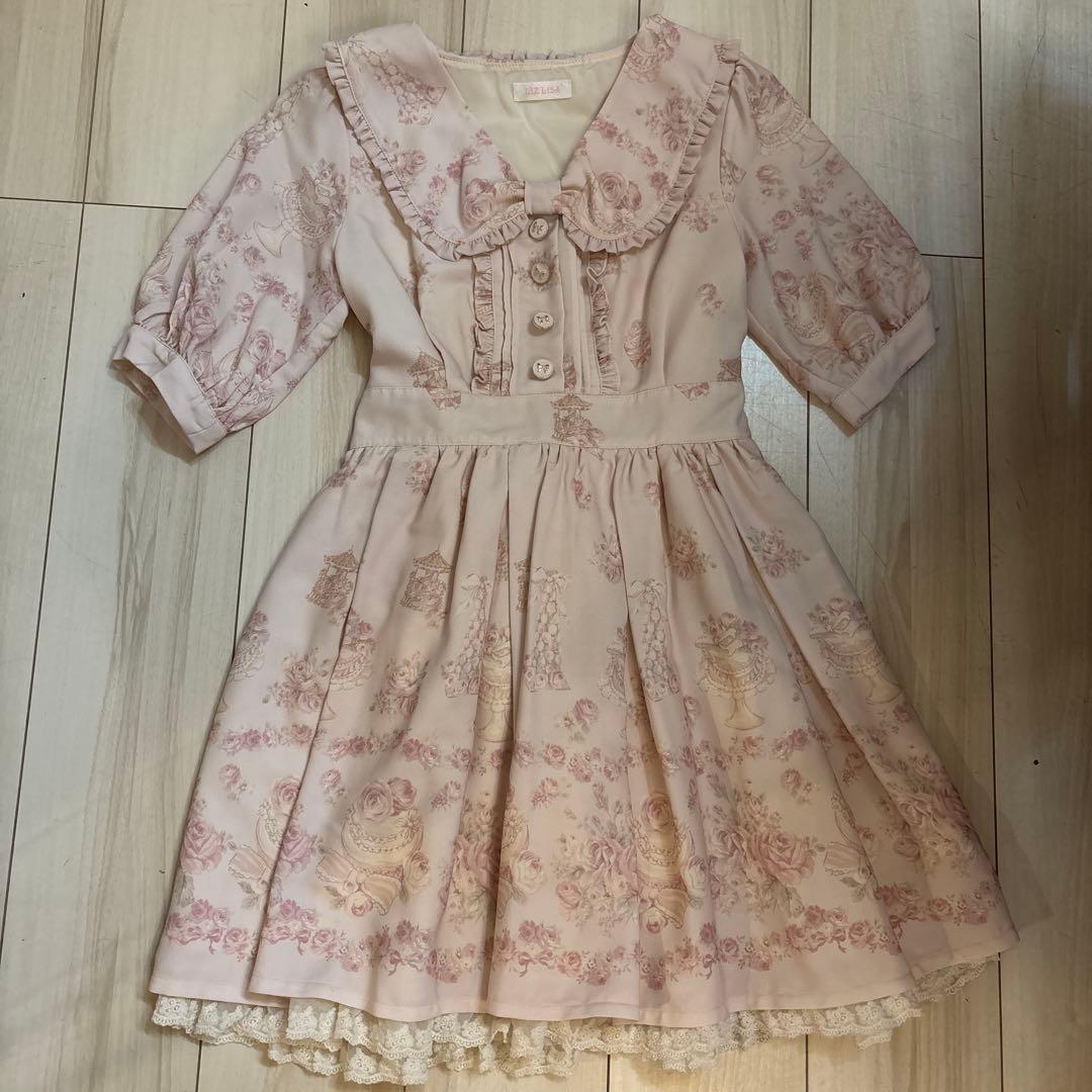 美品☆リズリサ☆ワンピース☆リズメロ☆ピンク☆花柄ミニワンピース