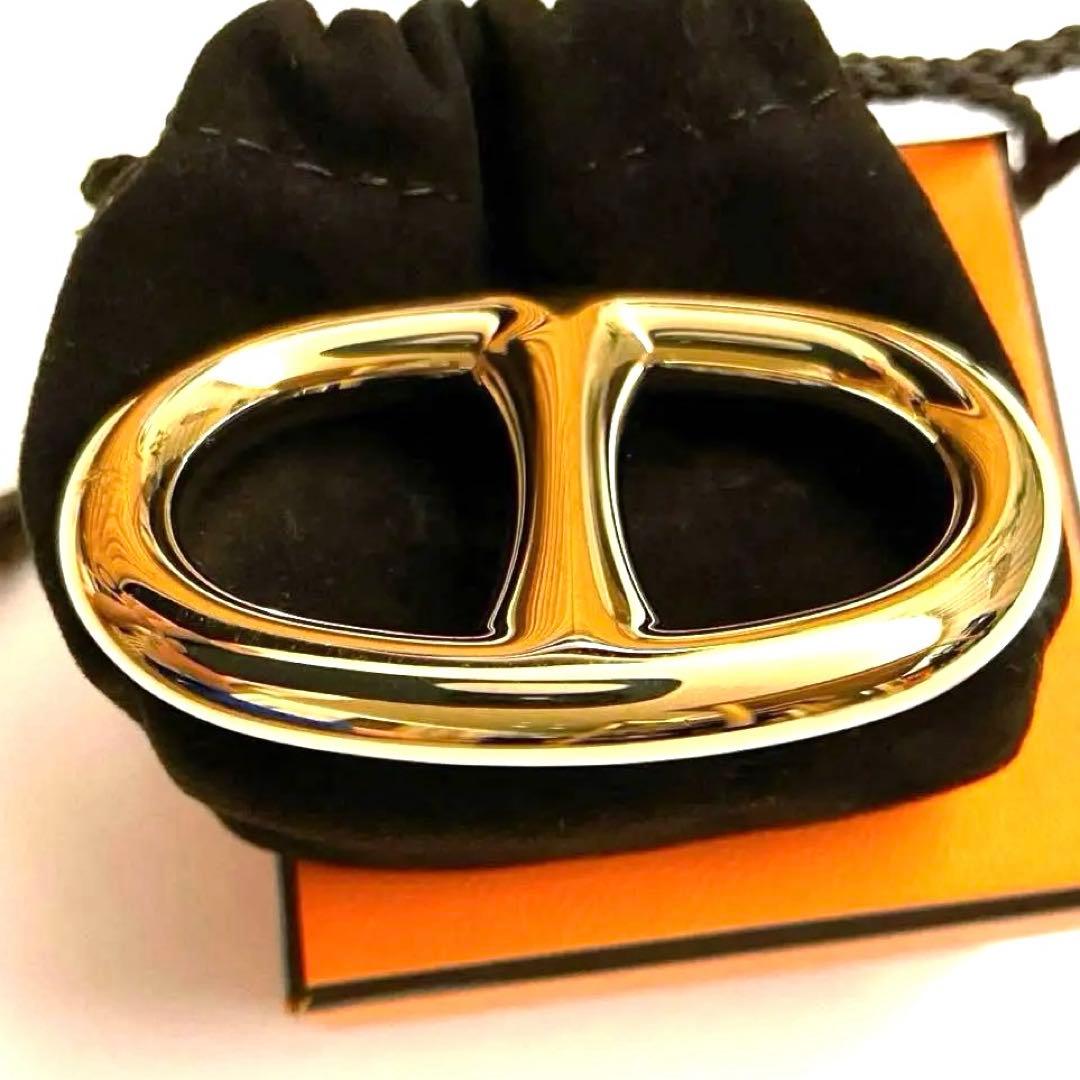 極美品 人気 エルメス スカーフリング シェーヌダンクル ゴールド 金 高級