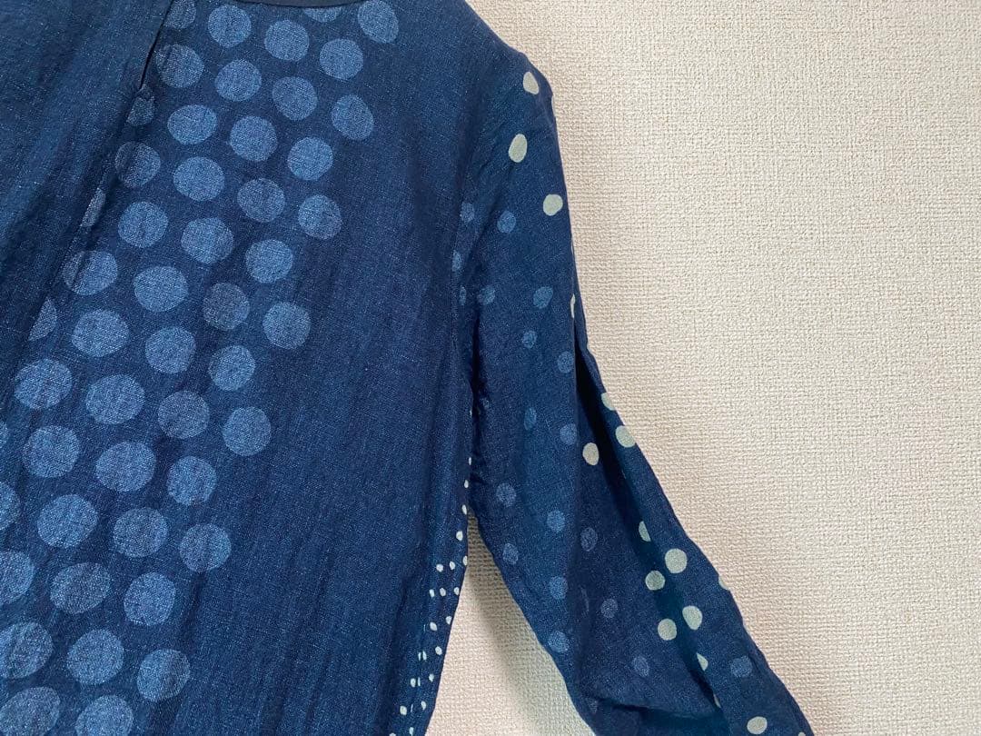 パラスパレス Pallas Palace インディゴ　ドットワンピース 日本製