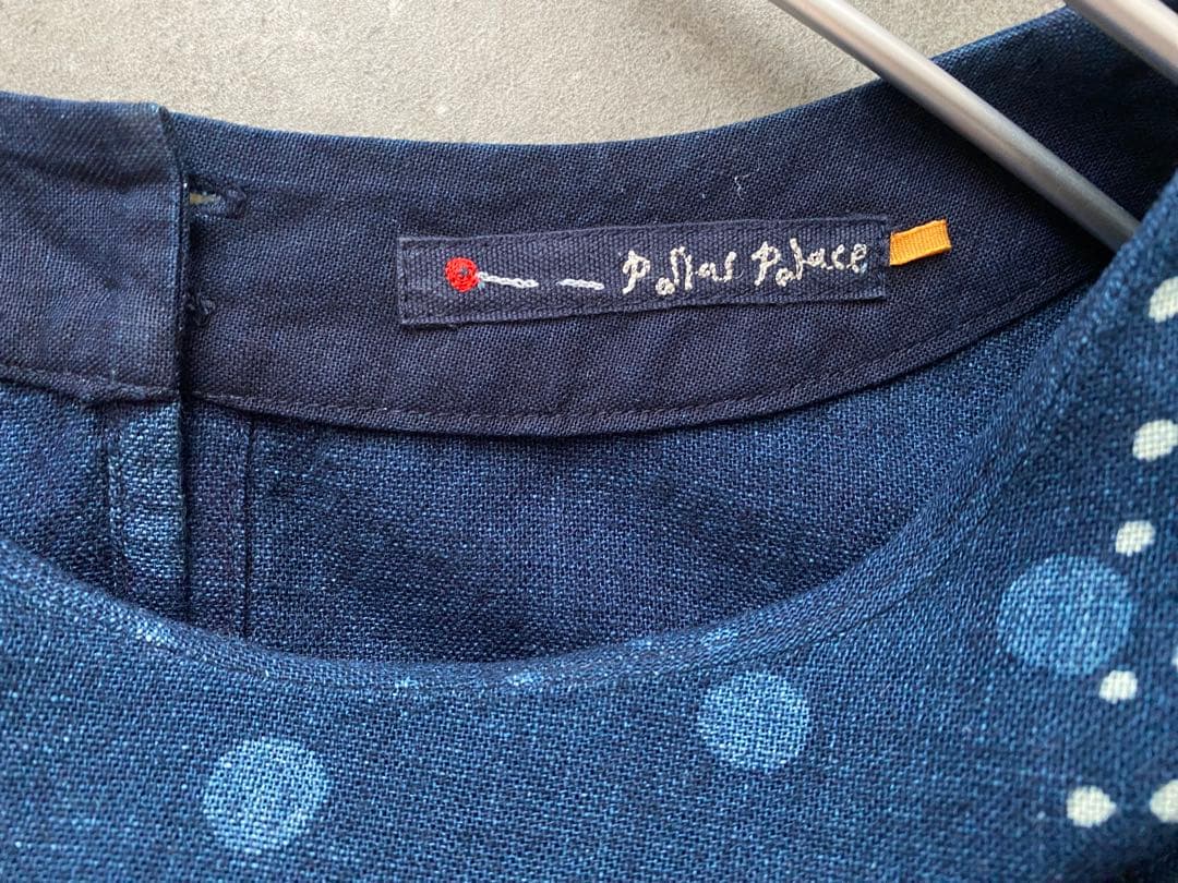 パラスパレス Pallas Palace インディゴ　ドットワンピース 日本製