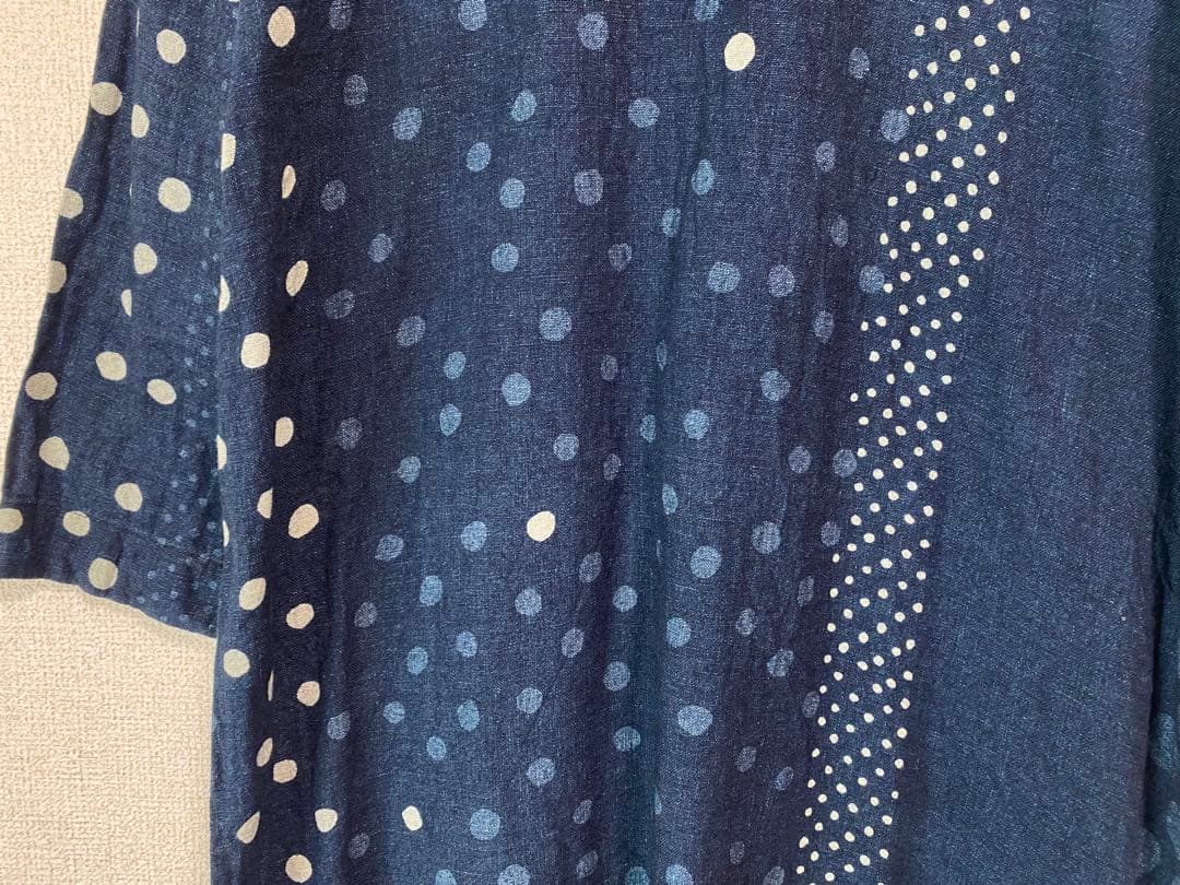 パラスパレス Pallas Palace インディゴ　ドットワンピース 日本製