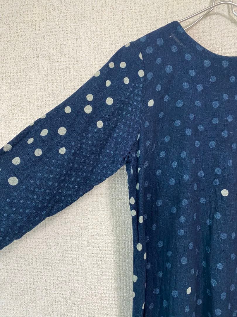 パラスパレス Pallas Palace インディゴ　ドットワンピース 日本製