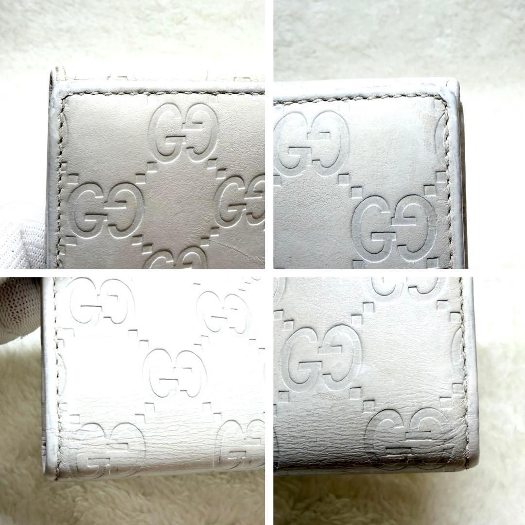 GUCCI グッチ　ホワイト 三つ折り財布　長財布　レザー　Wホック