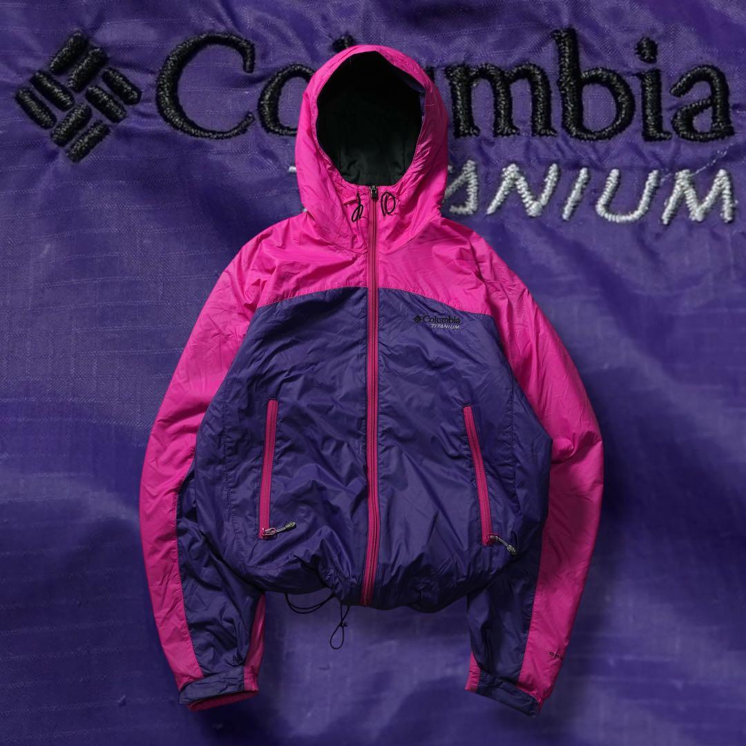 y2k Columbia hooded puffer jacket 短丈 テック