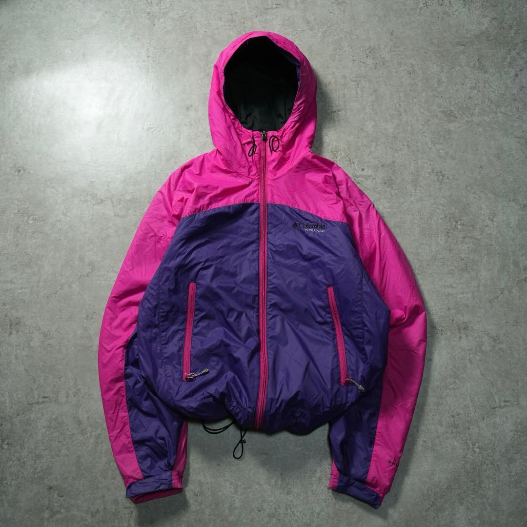 y2k Columbia hooded puffer jacket 短丈 テック