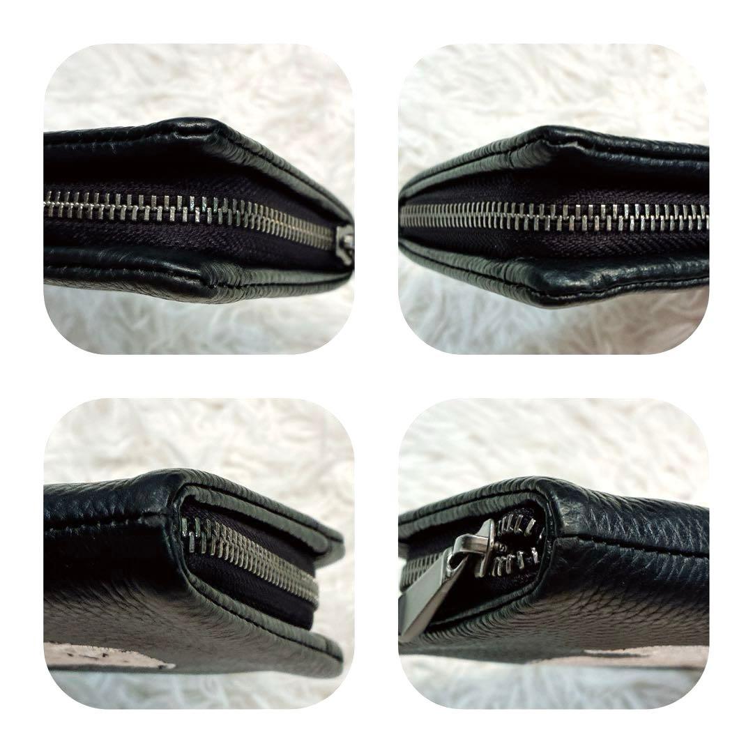 【美品】ear PAPILLONNER 白くま刺繍 長財布 ブラック　牛革