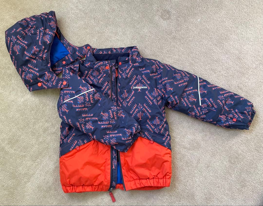 Patagonia 子ども用スキーウェア ネイビー/オレンジ