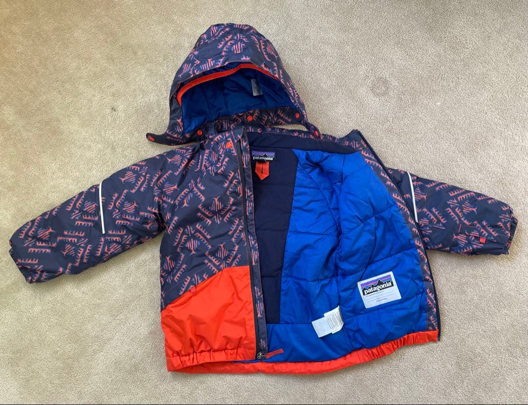 Patagonia 子ども用スキーウェア ネイビー/オレンジ