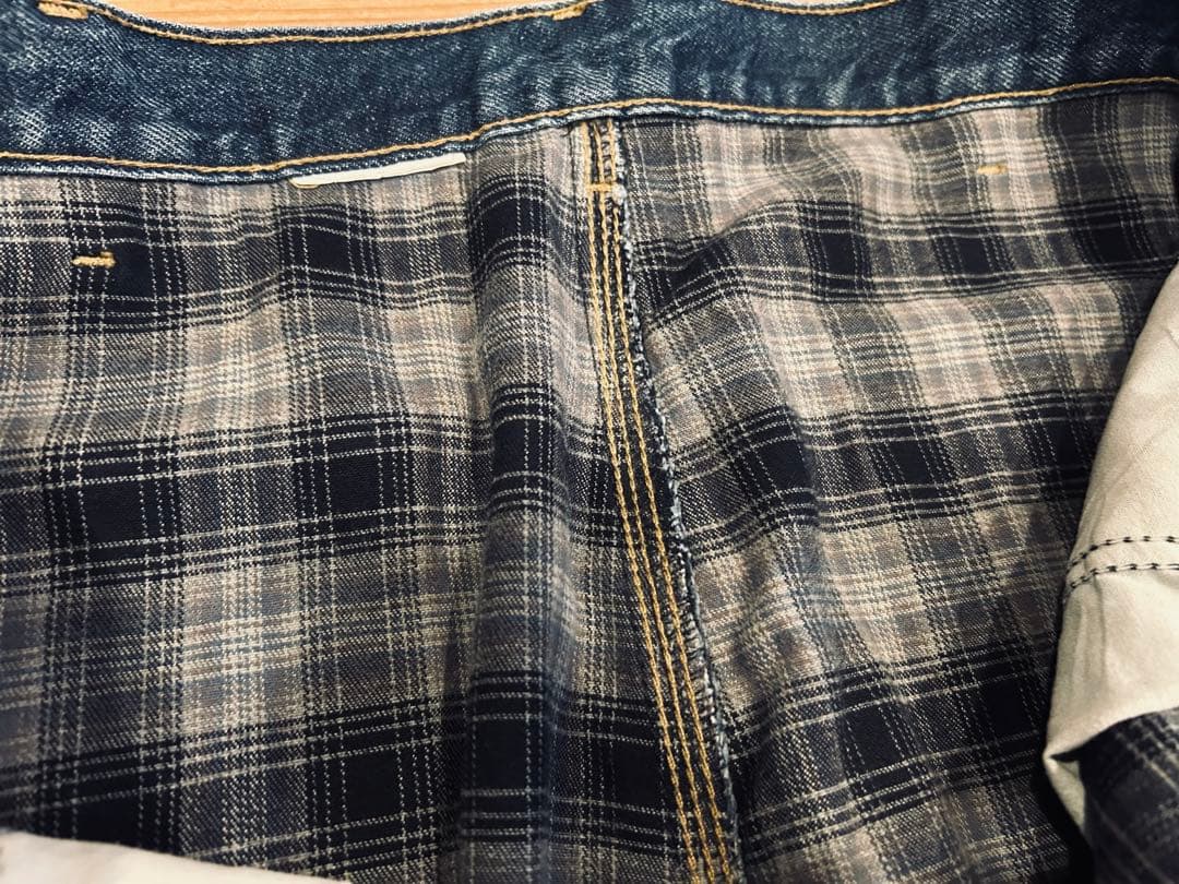 デニム 古着 90s Carhartt カーハート 青 チェック 裏地 カーゴ