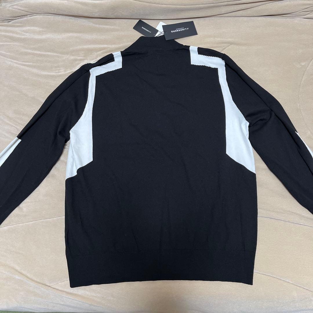 J.LINDEBERG ハーフジップ長袖セーターブラック/ホワイト