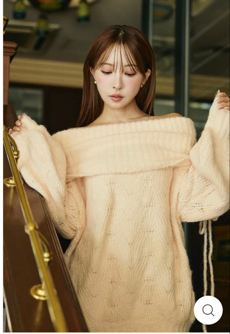 Sweet Ribbon Off-Shoulder Knit Dress ピンク - メルカリ