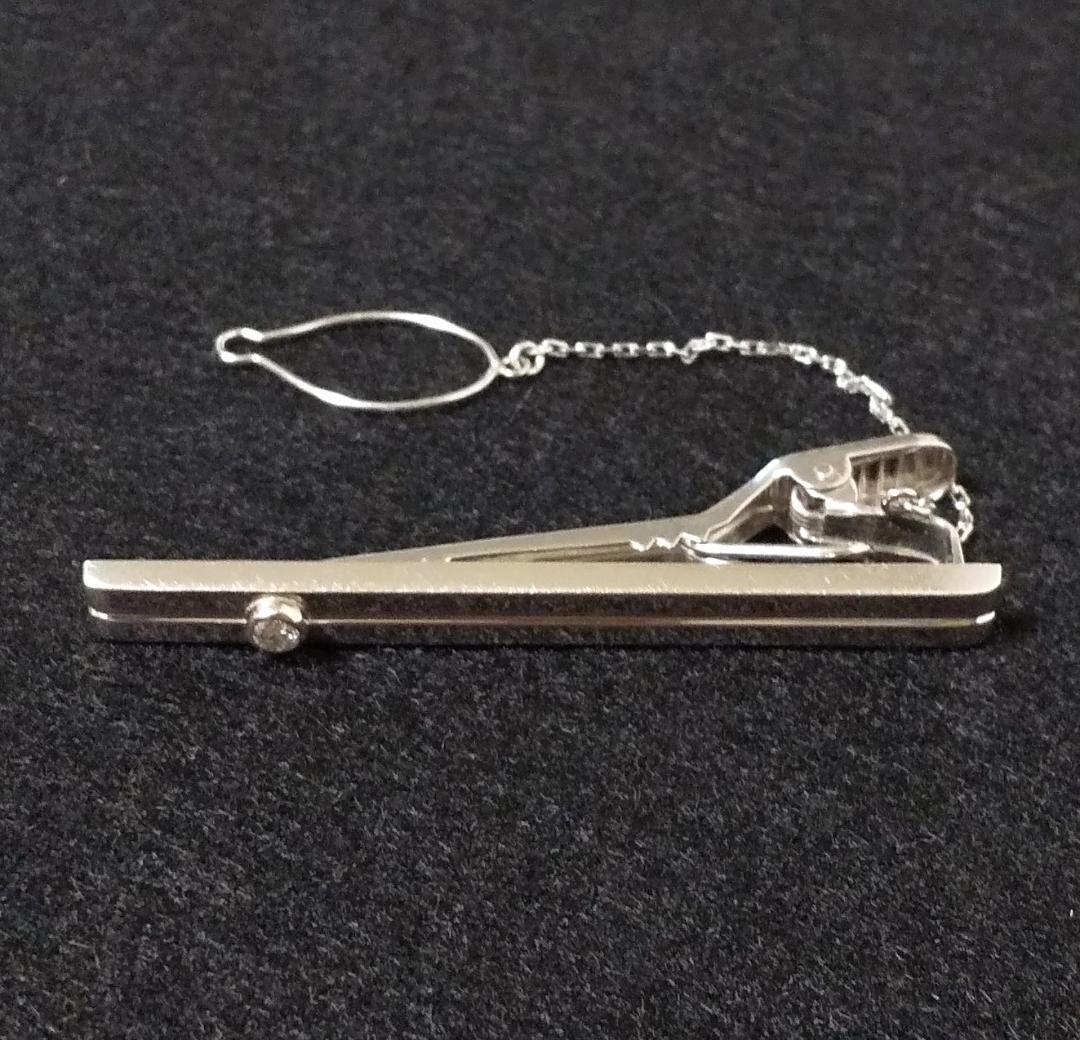 【未使用品】K14WG《4.41ｇ》◇0.10ctダイヤ入り◇ ネクタイピン