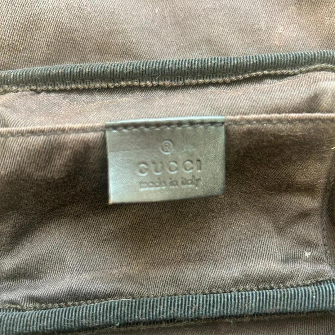 グッチ　バニティバッグ　コスメポーチ　GGキャンバス　レザー