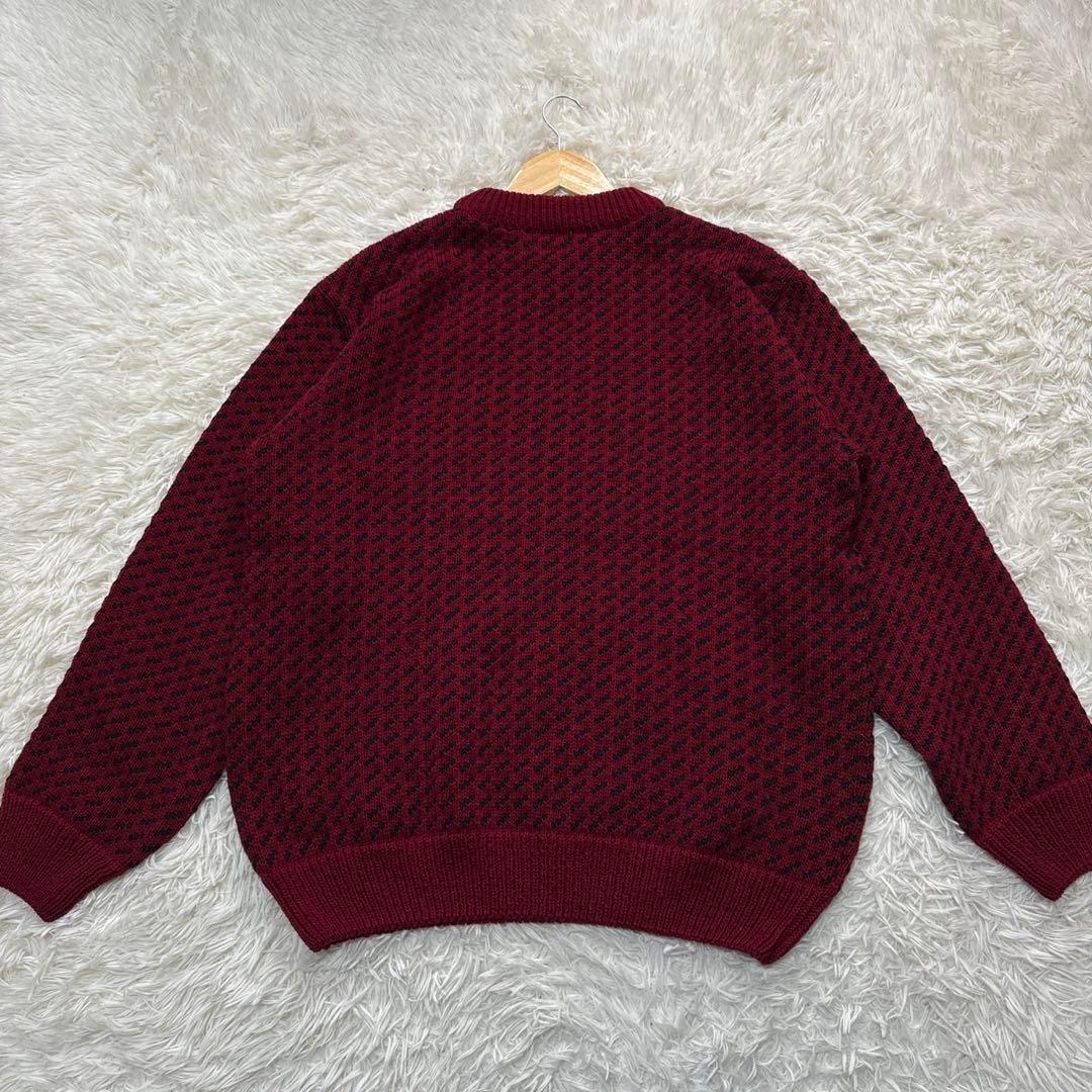 美品 LLビーン 90s バーズアイ ニットノルウェー製 ボルドー 在原みゆ紀