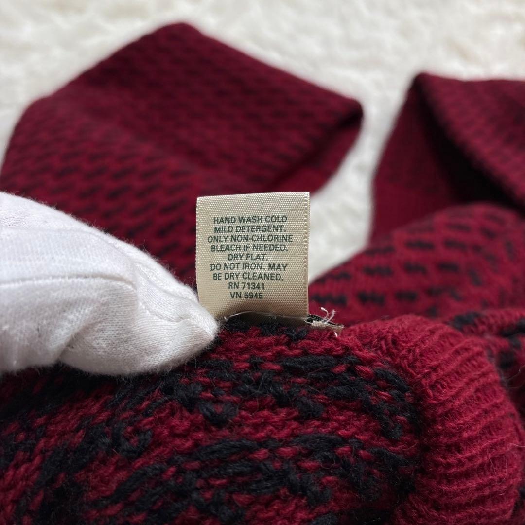 美品 LLビーン 90s バーズアイ ニットノルウェー製 ボルドー 在原みゆ紀