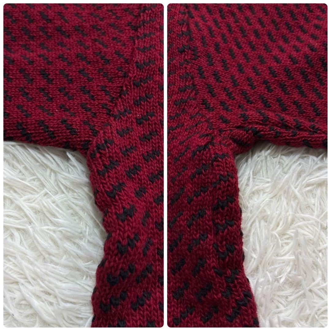 美品 LLビーン 90s バーズアイ ニットノルウェー製 ボルドー 在原みゆ紀