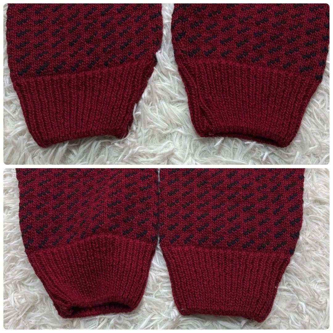 美品 LLビーン 90s バーズアイ ニットノルウェー製 ボルドー 在原みゆ紀