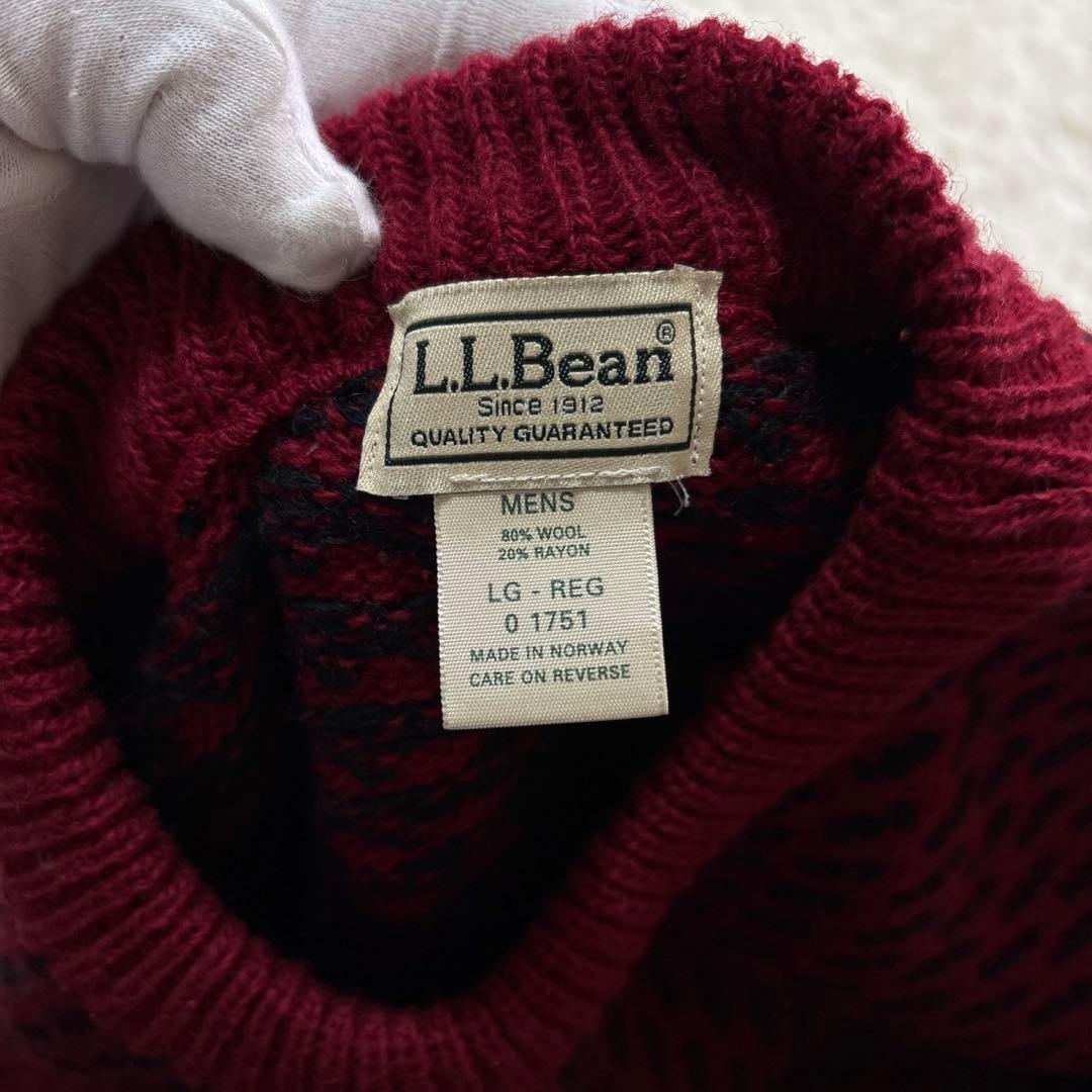 美品 LLビーン 90s バーズアイ ニットノルウェー製 ボルドー 在原みゆ紀