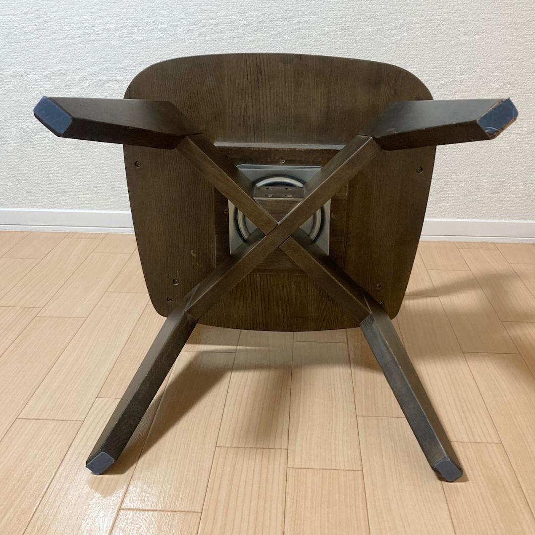 【美品】回転式 ダイニングチェア 木製 アーム付き 天然木 ナチュラルブラウン