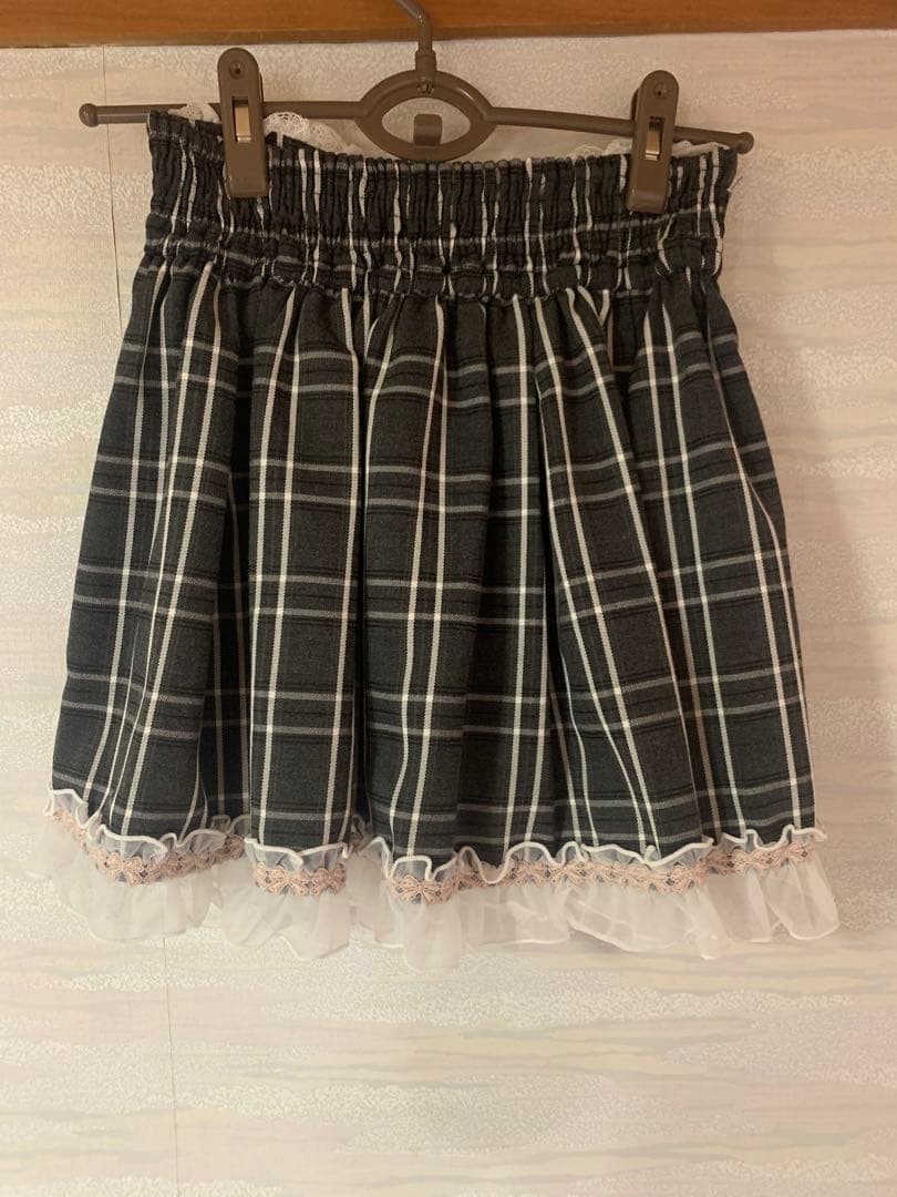 LIZLISAリズリサ フリルヨークリボンセットアップ ブラックチェック