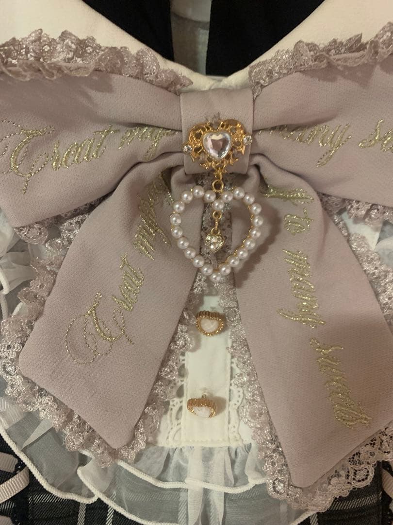 LIZLISAリズリサ フリルヨークリボンセットアップ ブラックチェック