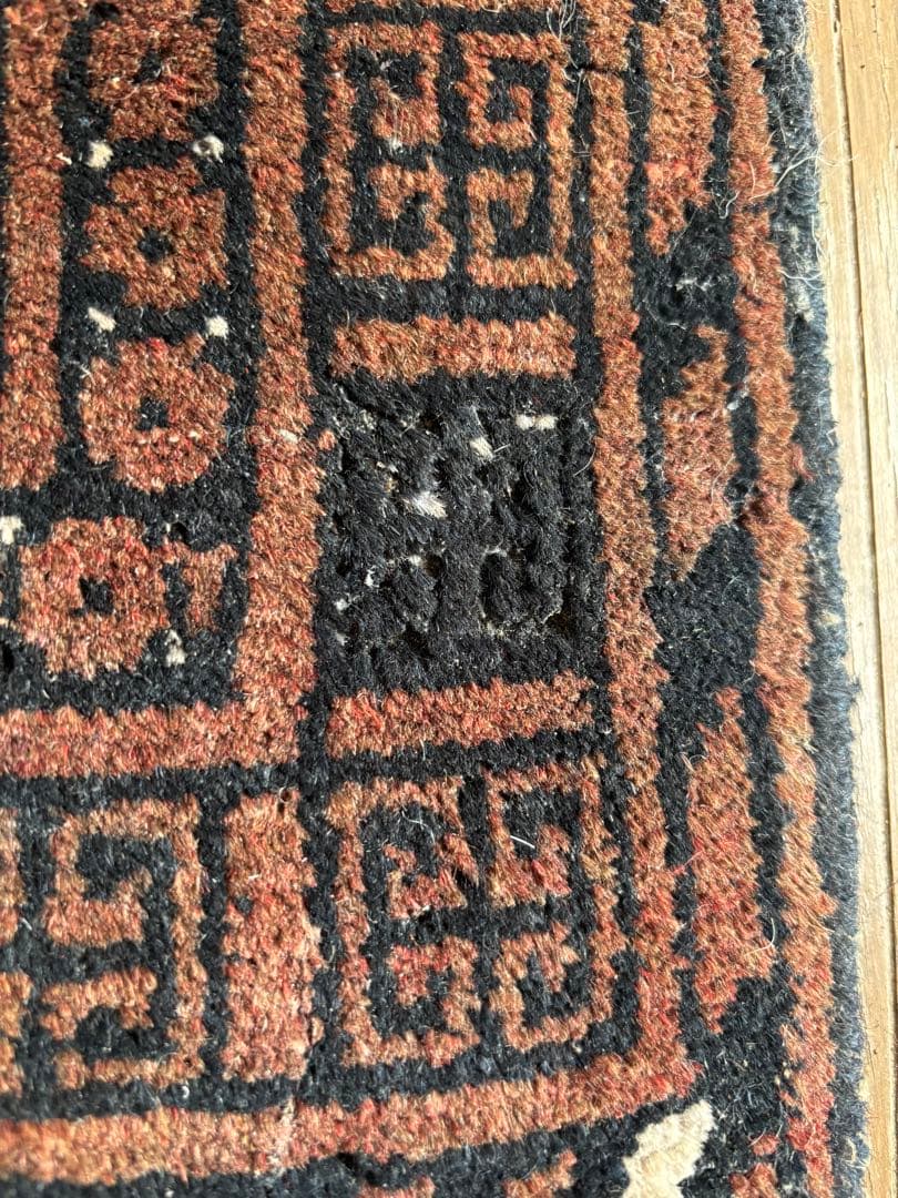 【ダメージ多め格安】パキスタン絨毯　トルクメン　手織り　ヴィンテージ　ペルシャ