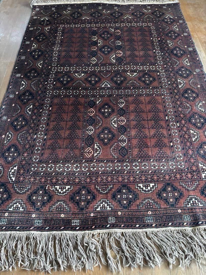 【ダメージ多め格安】パキスタン絨毯　トルクメン　手織り　ヴィンテージ　ペルシャ