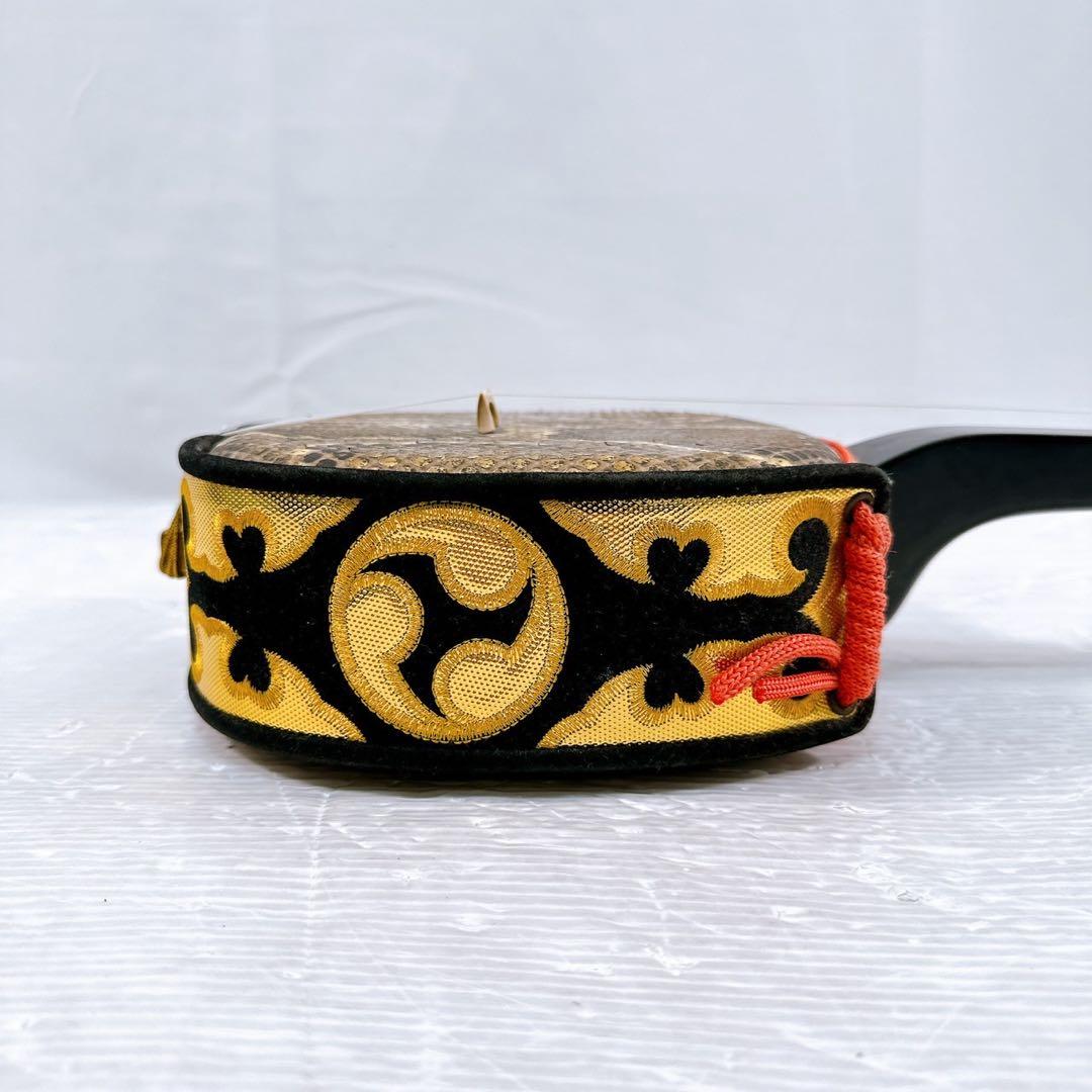 【美品】沖縄三線 蛇皮線 本皮 蛇皮 三味線 本蛇皮 民族楽器 黒漆