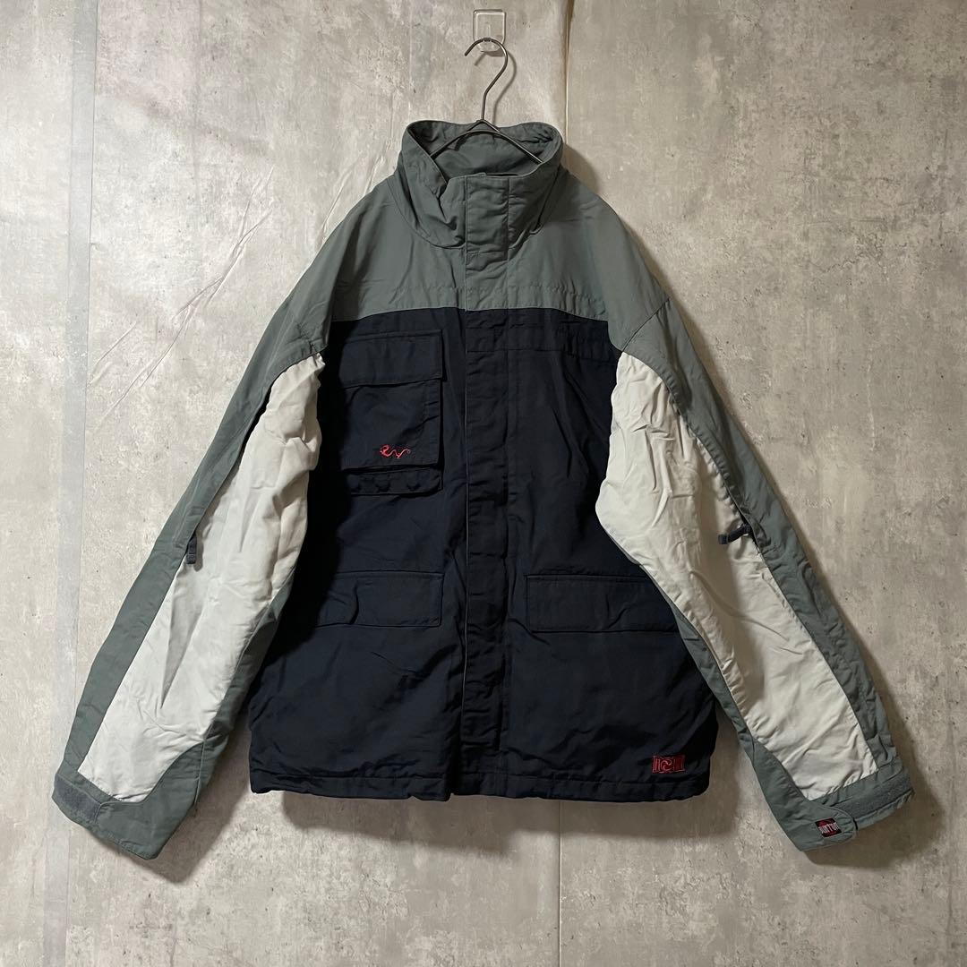 Burtonバートンスキーウェアスノーボードジャケット紺ネイビー灰色グレー刺繍