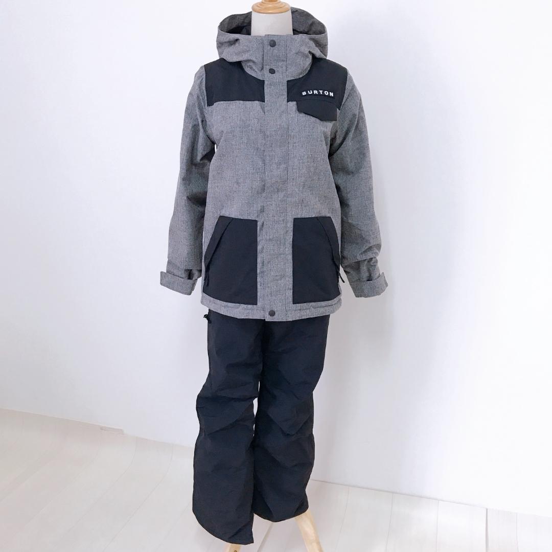 【美品】バートン　スノーボードウェア　ボーイズ　上下セット　グレー　子供用Ｌ