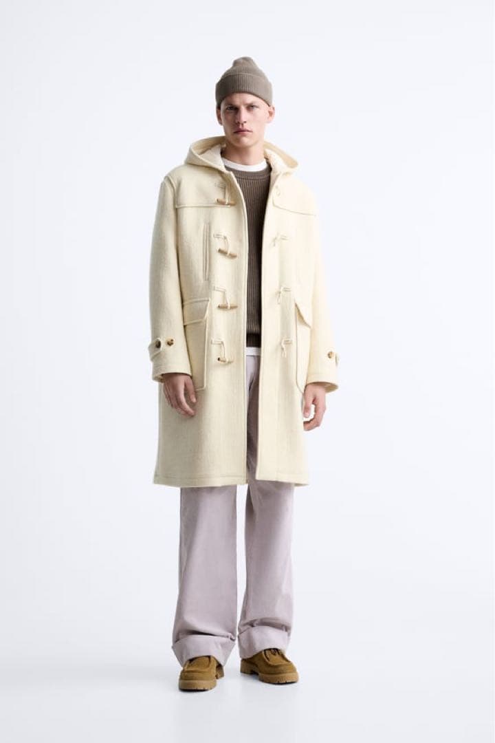 ZARA トグルフードコート エクリュ サイズL-XL