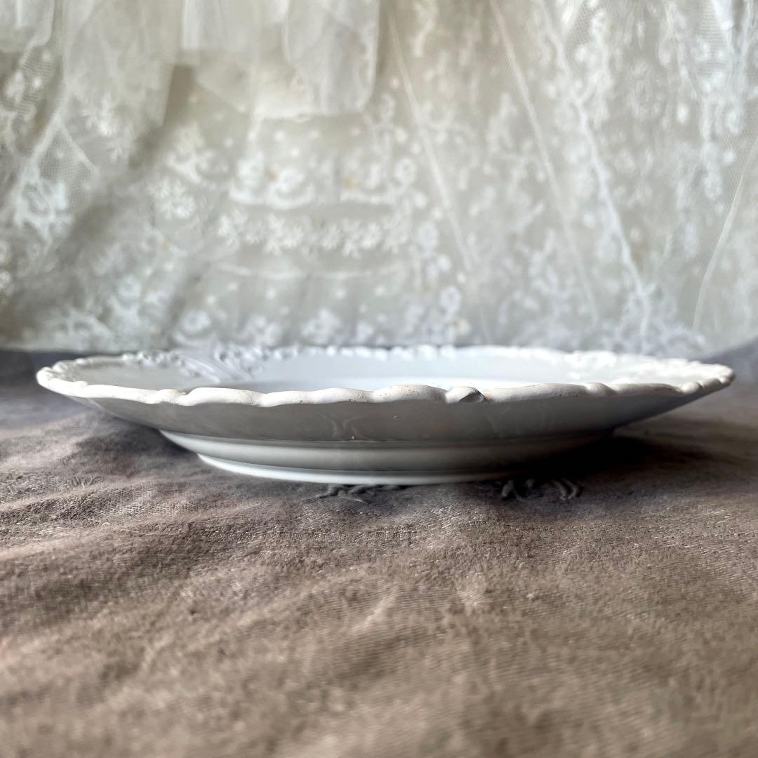 ボルドー　レリーフグリザイユプレート　フランスアンティーク　ロココ　城