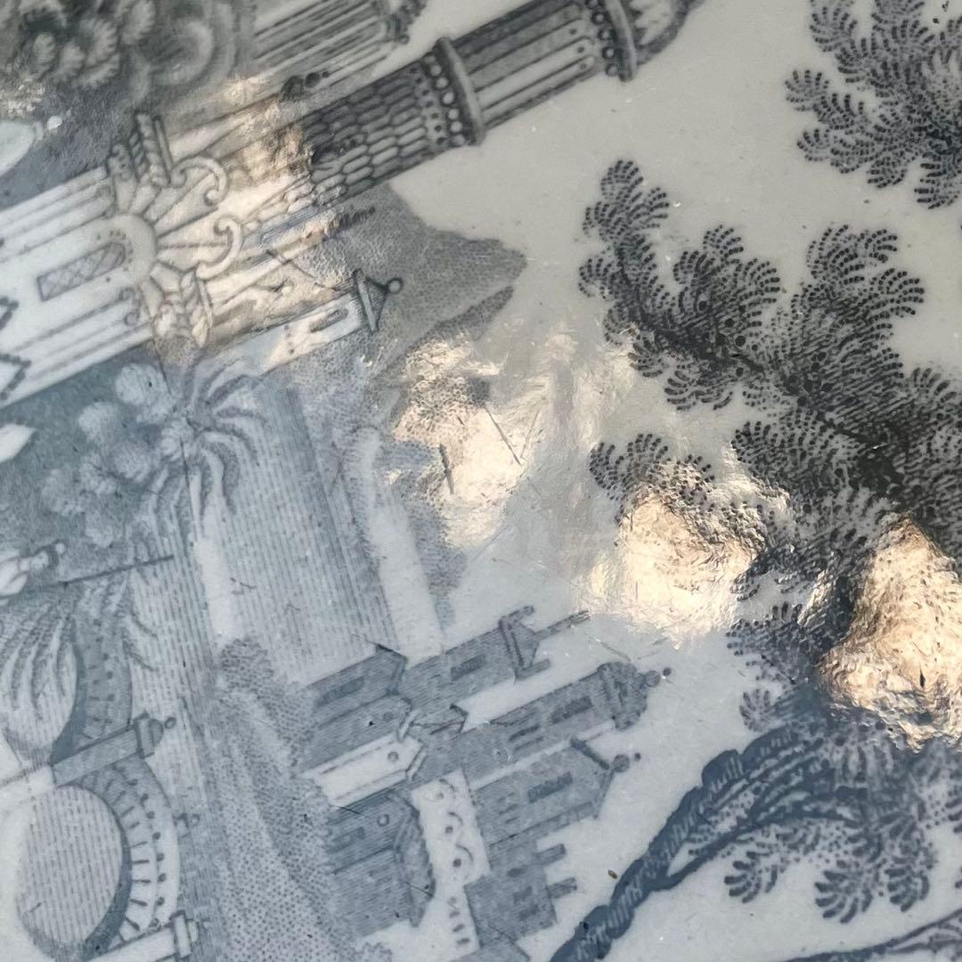 ボルドー　レリーフグリザイユプレート　フランスアンティーク　ロココ　城