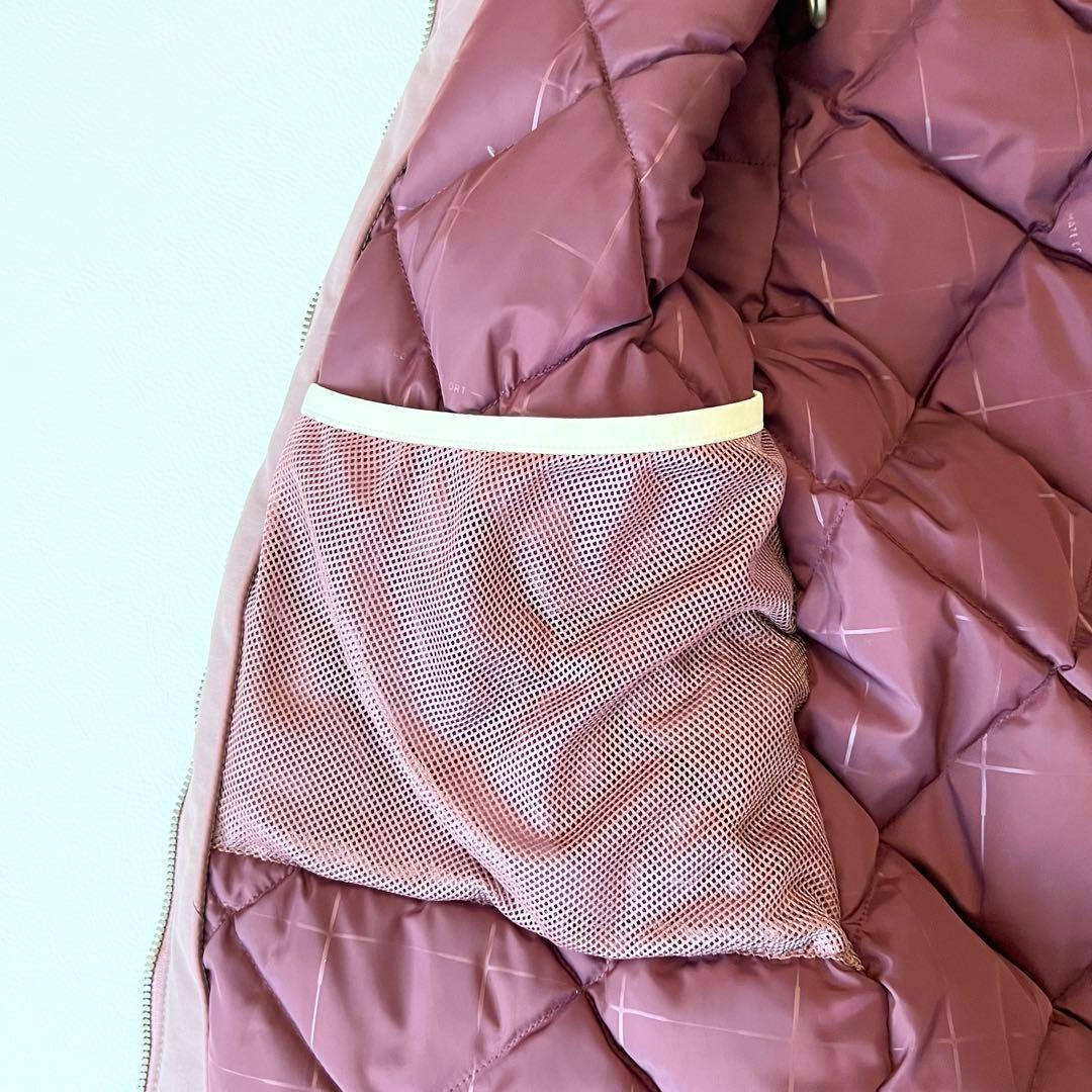 3207【美品】バートン　ジャケット 無地 ファー付き　中綿入り　ピンク　XS