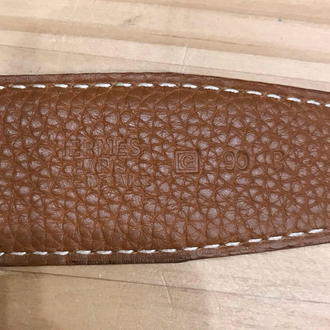 美品 HERMES Ｈベルト 90 リバーシブル レザー ブラウン×ブラック