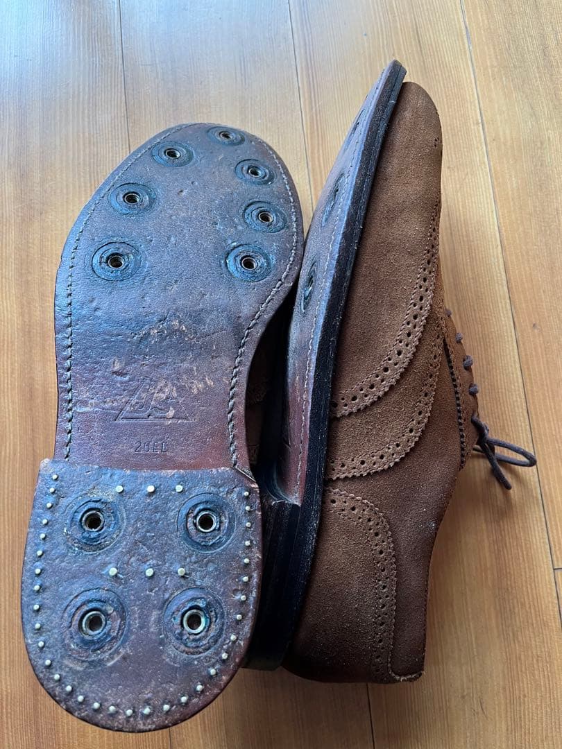 貴重★J's高級スエードゴルフシューズ(茶)、革底、26.0cm