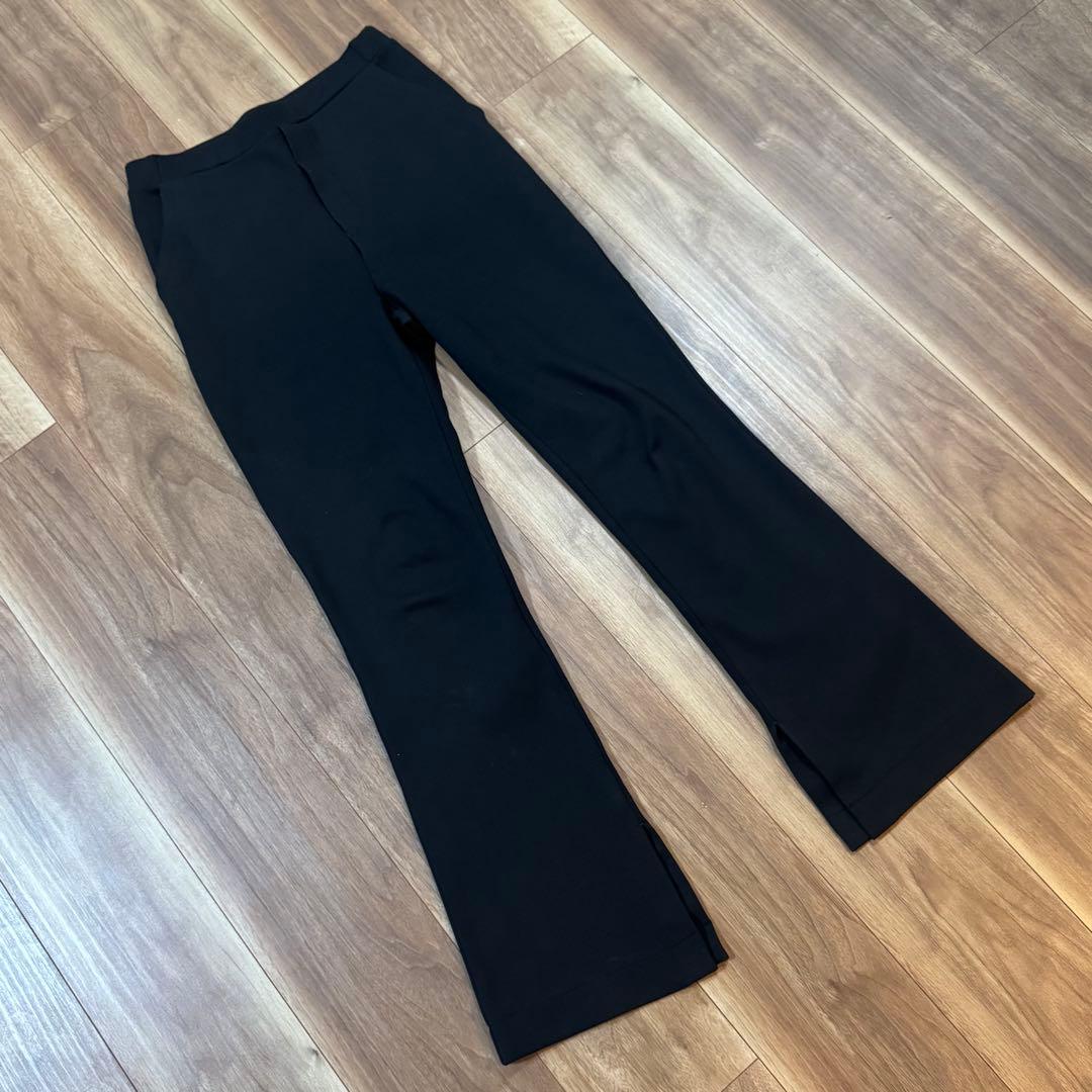 Curensology ストレッチポンチフレアパンツ ブラック