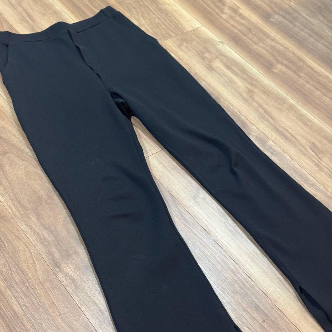 Curensology ストレッチポンチフレアパンツ ブラック